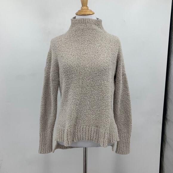 Tahari Sweater Womens XS Extra Small Putty Boucle High Low Mock Neck Pullover - Picture 2 of 13